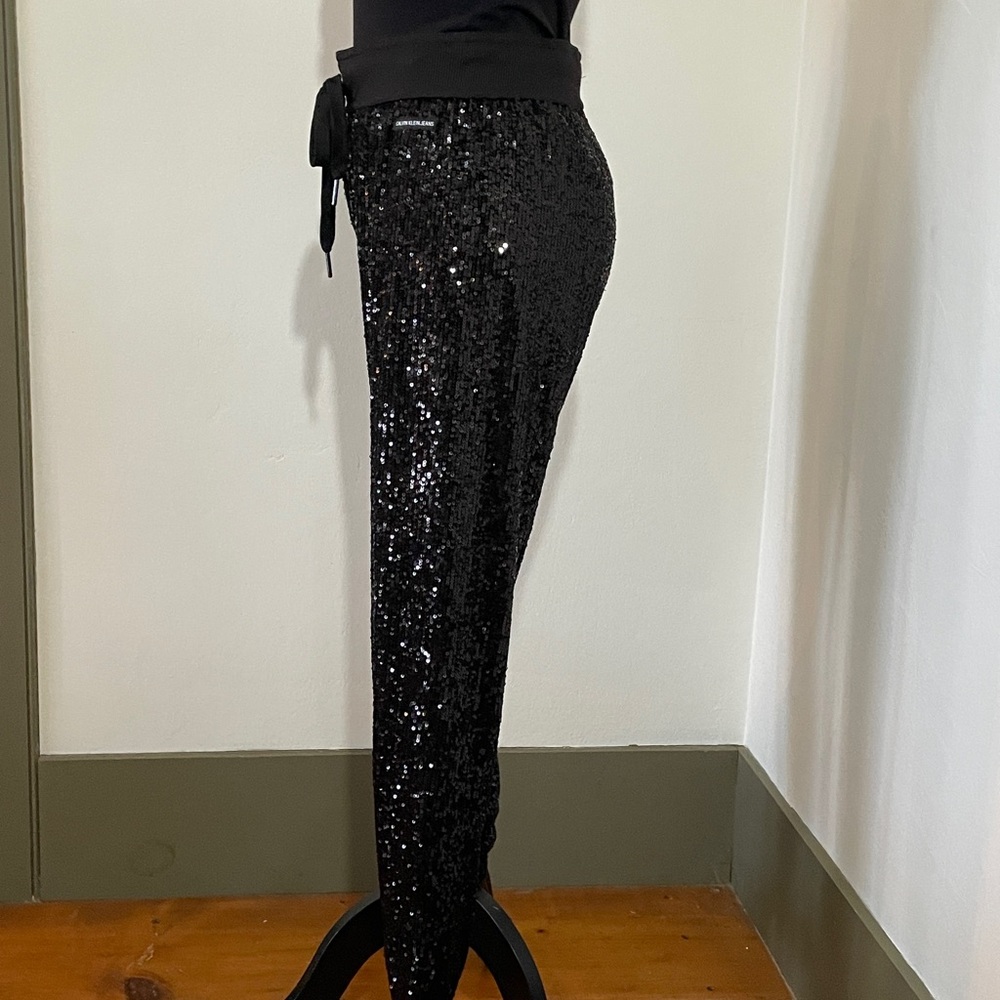 Calvin Klein Jeans Sequin-Embellished Jogger Pants (Size XS) Extra Small 🖤 NWOT - Picture 4 of 11
